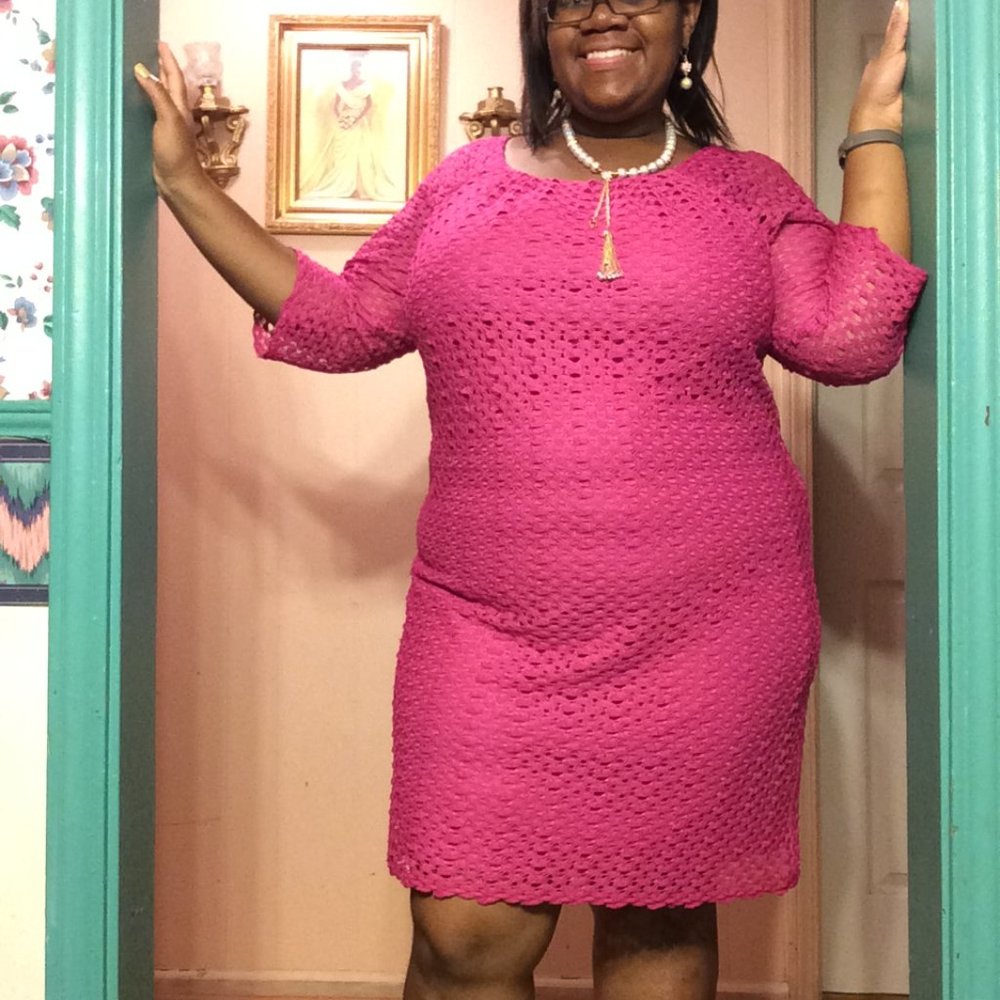 Fushcia Pink Eyelet Dress  - Size 18W